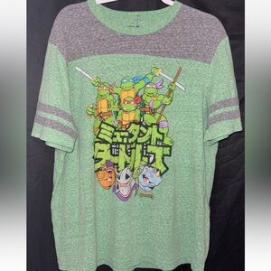 Nickelodeon Green and Gray Ninja Turtles Tee Womens xl